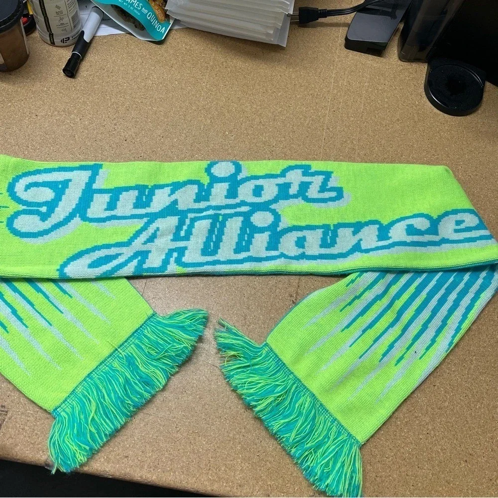 Seattle Sounders FC 2012 Junior Alliance Soccer Scarf Ruffneck Blue Green Fringe